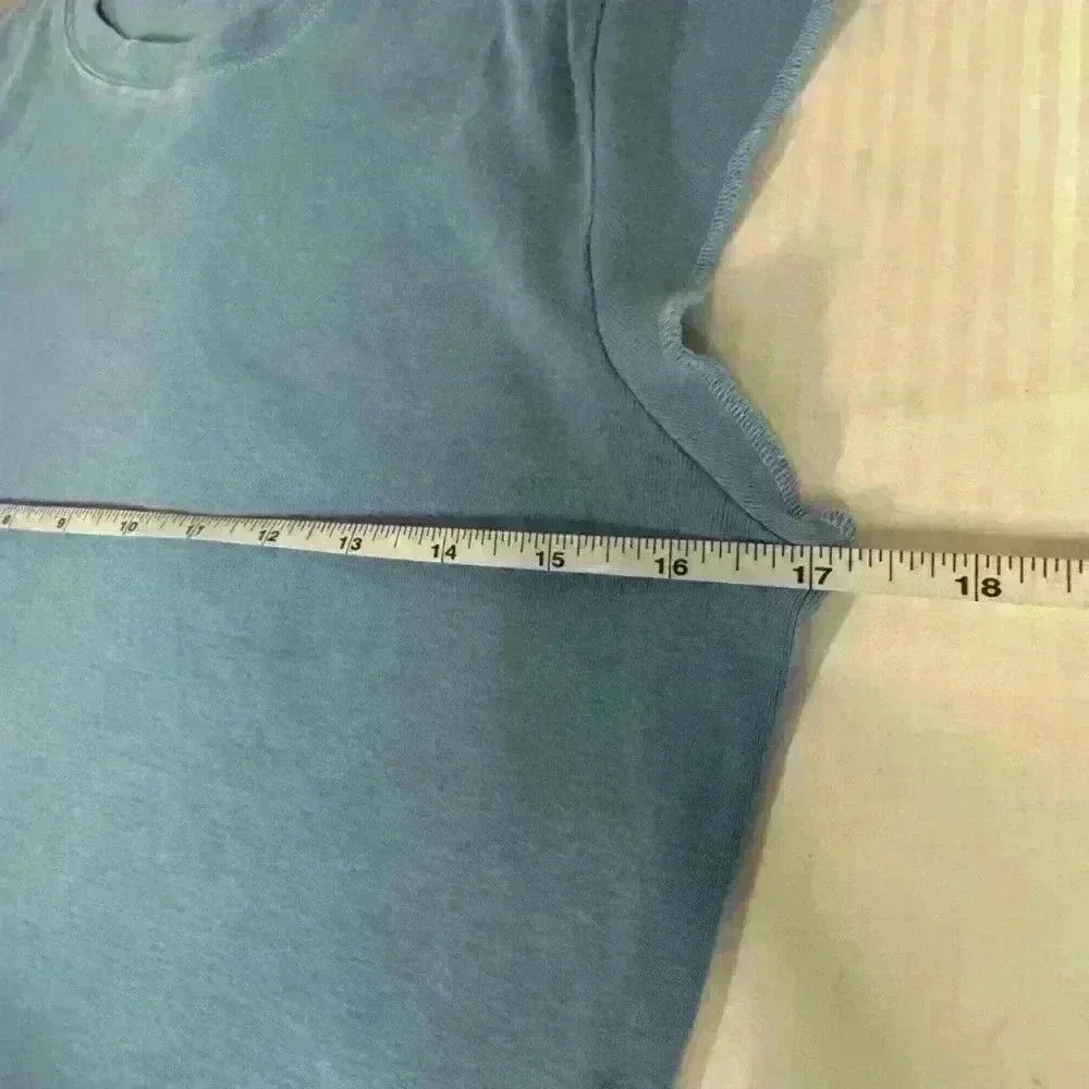J Crew cap sleeve stretch form fit blue short sleeve cotton tee shirt size large - Picture 7 of 8
